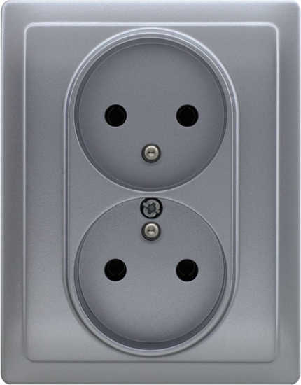 Изображение KOS Gniazdo podwójne Vena z/u 16A aluminium (514036)