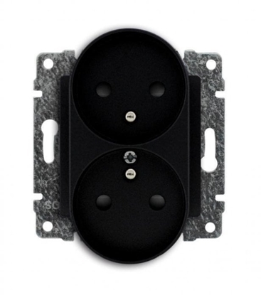 Изображение KOS Gniazdo podwójne z uziemieniem bez ramki 2 x 2P+Z 16A 250V matowy czarny 520947