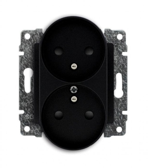 Изображение KOS Gniazdo podwójne z uziemieniem bez ramki 2 x 2P+Z 16A 250V matowy czarny 520947