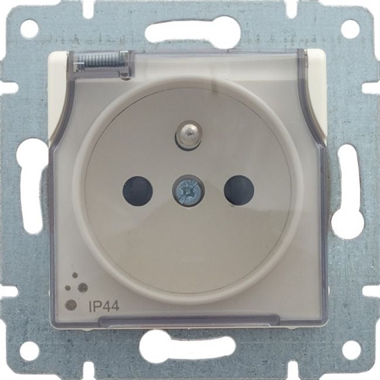 Изображение KOS Gniazdo pojedyncze Vena hermetyczne uziemienie klapka 16A 250V IP44 kremowy (510339)