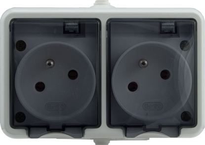 Изображение KOS HYDRO LINE Gniazdo hermetyczne podwójne z/u 16A IP44 z klapk dymn biae (121436)