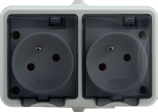 Изображение KOS HYDRO LINE Gniazdo hermetyczne podwójne z/u 16A IP44 z klapk dymn biae (121436)