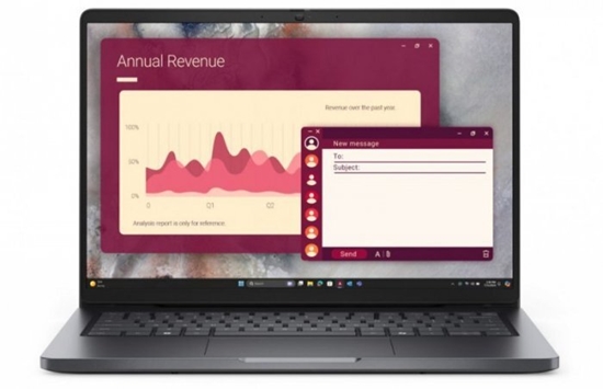 Picture of Laptop Dell Laptop Pro 14 PC14250 W11P C7 150U/16GB/512GB/FgrPr/FHD IR Cam&Mic/WLAN+BT|14.0 FHD+|BcklKb/3C/65W/3YPS Magnetite color, textured finish