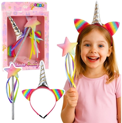 Picture of LeanToys Zestaw Opaska Do Wosów Jednoroec Róg Uszy Ródka