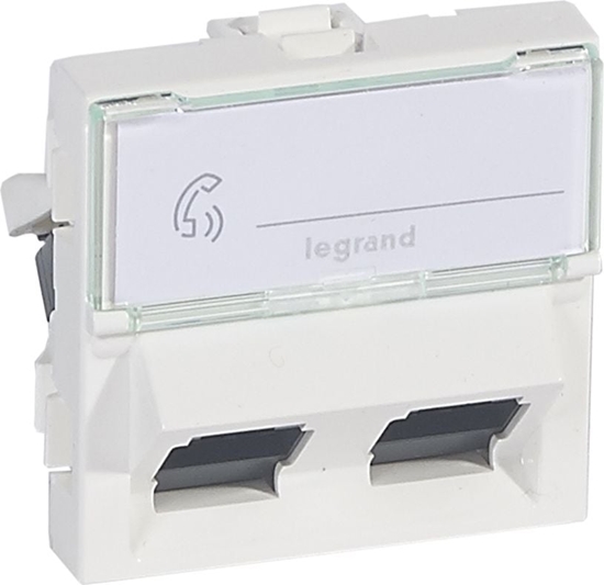 Picture of Legrand MOSAIC Gniazdo komputerowe podwójne RJ45 kat.6 UTP 2M 45st biae (076504)