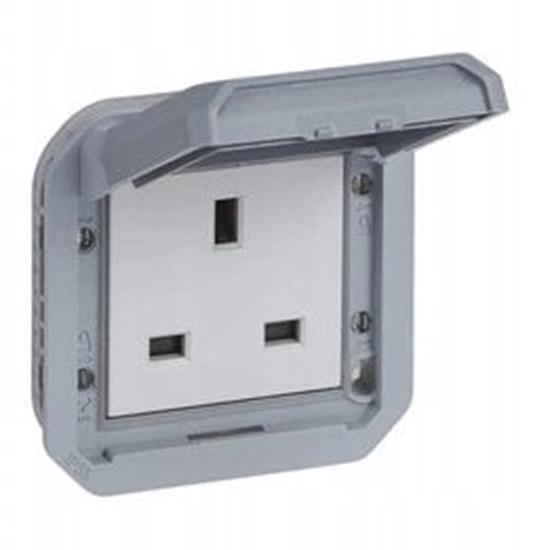 Picture of Legrand NOWE PLEXO 55 Gniazdo brytyjski standard 2P+Z zaciski rubowe mechanizm 13A - 250V AC szare 069585L