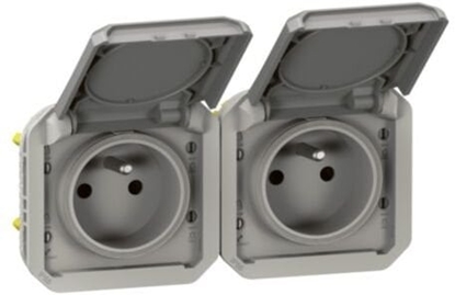 Attēls no Legrand NOWE PLEXO Gniazdo 2x2P+Z poziome mechanizm 16A - 250V AC szare 069562L