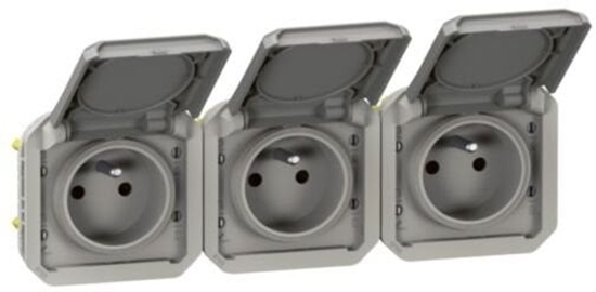 Picture of Legrand PLEXO 55 Gniazdo 3x2P+Z poziome komplet mechanizm 16A - 250V AC szare 069564L
