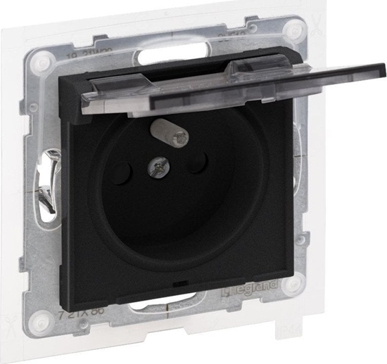 Picture of Legrand SUNO - Gniazdo 2P+Z IP44 - 16 A - 250 V~ - zaciski automatyczne - z przeson, Czarny - Legrand 721486 himp