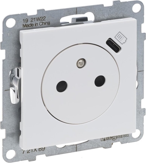 Picture of Legrand SUNO - Gniazdo paskie 2P+Z - 16 A - z USB Typ - C - 1,5 A - zaciski automatyczne - z przeson, Biay - Legrand 721189 himp
