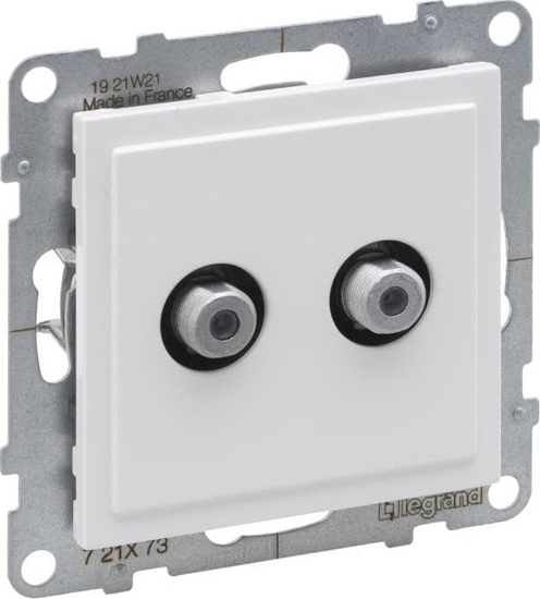 Изображение Legrand SUNO Gniazdo antenowe podwójne SAT typ F kocowe 1,5dB biae 721173