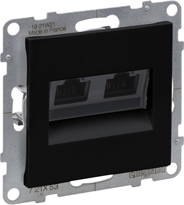 Изображение Legrand SUNO Gniazdo komputerowe podwójne RJ45 kat 6 UTP czarny 721453