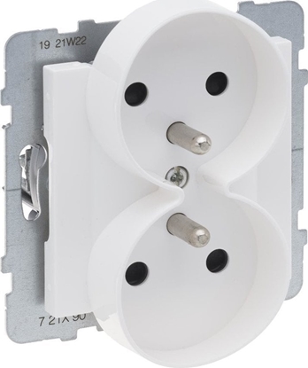 Attēls no Legrand SUNO Gniazdo podwójne 2x2P+Z aluminium 16A 250V zaciski automatyczne z przeson 721190