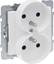 Изображение Legrand SUNO Gniazdo podwójne 2x2P+Z aluminium 16A 250V zaciski automatyczne z przeson 721190