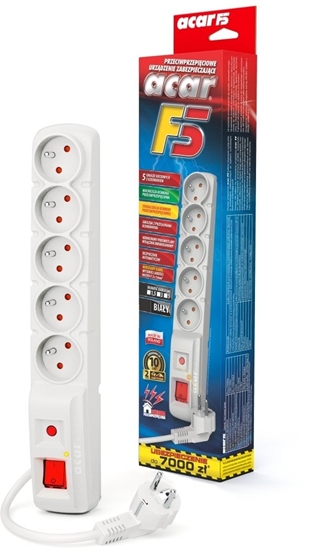Picture of Listwa zasilajca Acar Listwa surge protector F5 3m biay