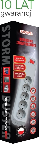 Picture of Listwa zasilajca Elgotech PSF3 przeciwprzepiciowa 5 gniazd 1.5 m biaa (PSF3-501)