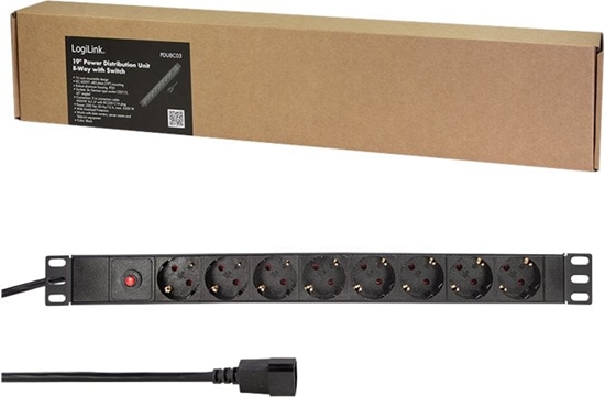 Picture of Listwa zasilajca LogiLink 19 PDU 8 x CEE 7/3 socket with IEC plug and overload protection