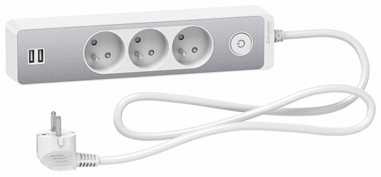 Picture of Listwa zasilajca Schneider Electric Odace przeciwprzepiciowa 3 gniazda 1.5 m srebrna (ST933U1WA)