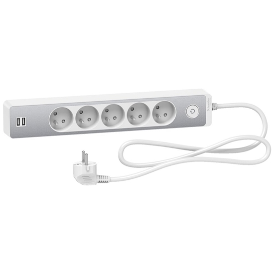 Picture of Listwa zasilajca Schneider Electric Odace przeciwprzepiciowa 5 gniazd 1.5 m srebrna (ST935U1WA)
