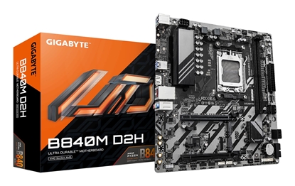 Attēls no Mainboard|GIGABYTE|AMD B840|Socket AM5|micro ATX|RAM DDR5-SDRAM|2xSlots|2xNumber of M.2 (M) slots|B840MD2H1.2