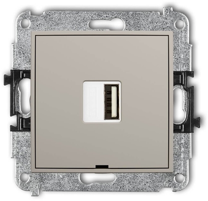Attēls no MINI Mechanizm adowarki USB pojedynczej USB A, 10W max., 5V, 2A, bez pola opisowego taupe 60MCUSBBO-3