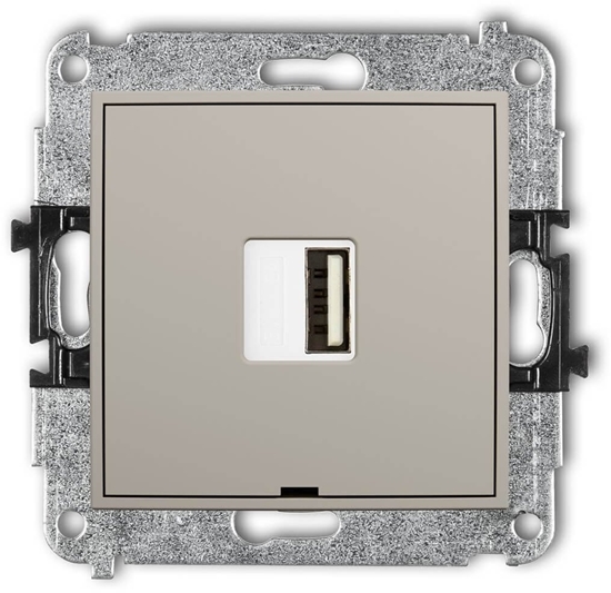 Picture of MINI Mechanizm adowarki USB pojedynczej USB A, 10W max., 5V, 2A, bez pola opisowego taupe 60MCUSBBO-3