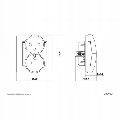 Изображение MINI Mechanizm gniazda podwójnego do ramki z uziemieniem 2x(2P+Z) (przesony torów prdowych) szawiowy 61MGPR-2zp