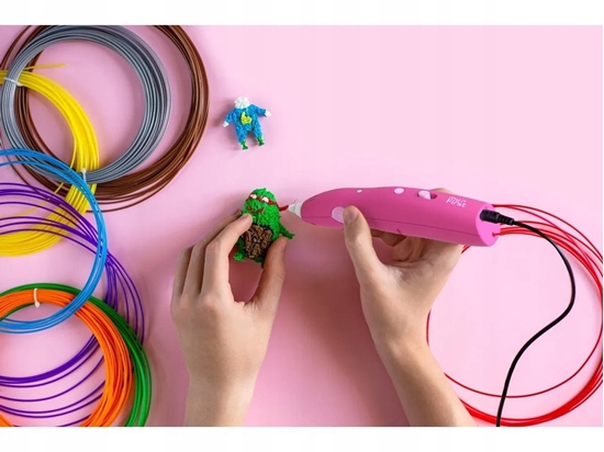 Изображение myFirst 3dPen Make Creator Kit - kreatywny zestaw 3D, zawiera dugopis 3dPen Make, 3 zestawy tematyczne, 3 ruchome modele i wkady PCL (red)