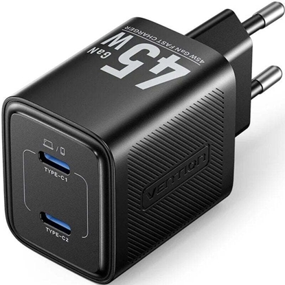 Picture of MOBILE CHARGER WALL 45W USB-C/2P BLACK FEFB0-EU VENTION