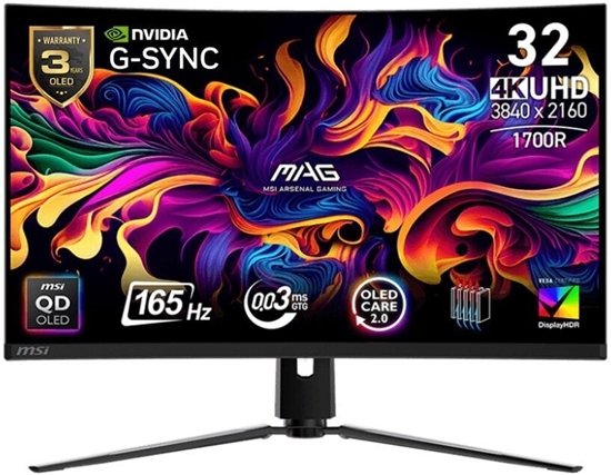 Picture of Monitor|MSI|MAG 321CUP QD-OLED|31.5"|Gaming/Curved/4K|Panel QD-OLED|3840x2160|16:9|165 Hz|0.03 ms|MAG321CUPQD-OLED