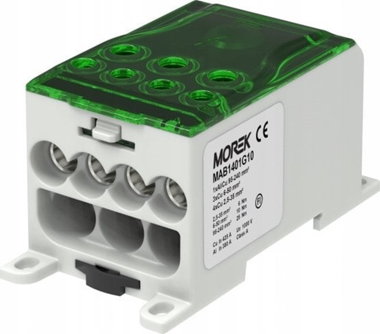 Picture of MOREK Blok dystrybucyjny - rozdzielczy OJL400A zielony we:1xAL/CU 95-240mm2 wy: 3x6-50mm2 4x2,5-35mm 1000V MAB1401B10