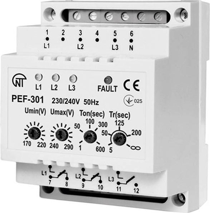 Attēls no Novatek-Electro Automatyczny przecznik faz 16A 400V AC (PEF-301)