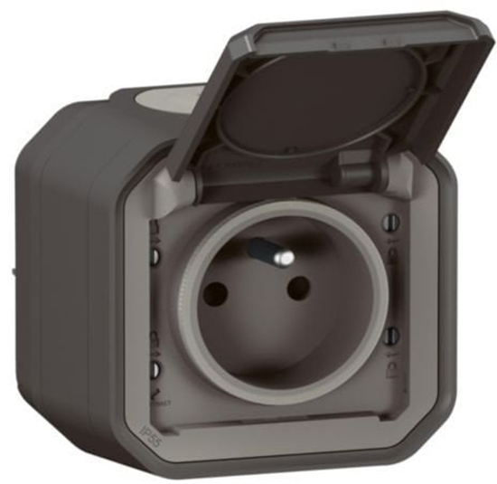Picture of NOWE PLEXO 55 Gniazdo 2P+Z zaciski auto komplet natynkowy 16A - 250V AC antracyt 069791L