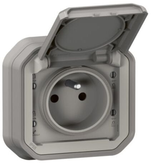 Picture of NOWE PLEXO 55 Gniazdo 2P+Z zaciski auto komplet podtynkowy 16A - 250V AC szare 069831L