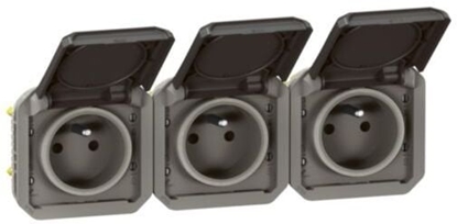 Picture of NOWE PLEXO 55 Gniazdo 3x2P+Z poziome komplet mechanizm 16A - 250V AC antracyt 069844L