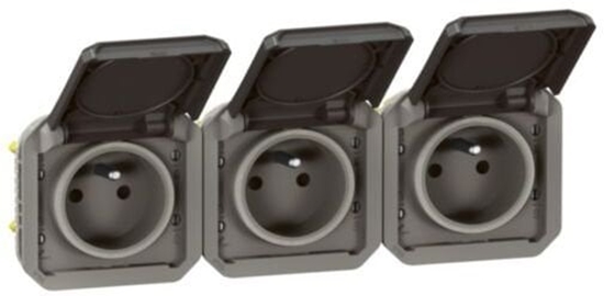Picture of NOWE PLEXO 55 Gniazdo 3x2P+Z poziome komplet mechanizm 16A - 250V AC antracyt 069844L