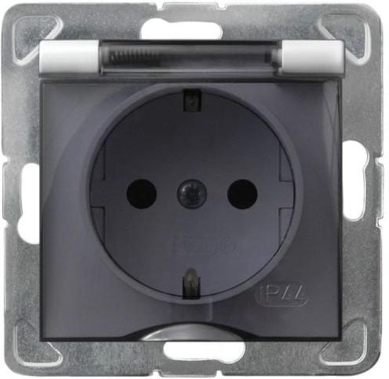 Изображение Ospel Gniazdo Impresja bryzgoszczelne z uziemieniem schuko IP-44 biae wieczko dymne (GPH-1YS/m/00/d)