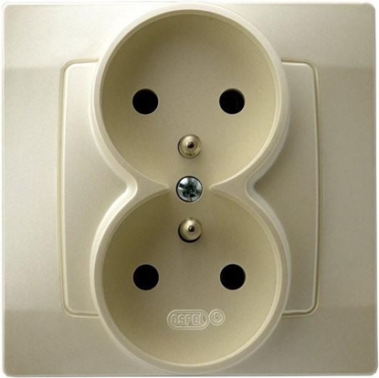 Picture of Ospel Gniazdo Karo podwójne z uziemieniem ecru perowy (GP-2SZ/42)