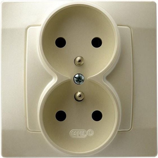 Picture of Ospel Gniazdo Karo podwójne z uziemieniem ecru perowy (GP-2SZ/42)