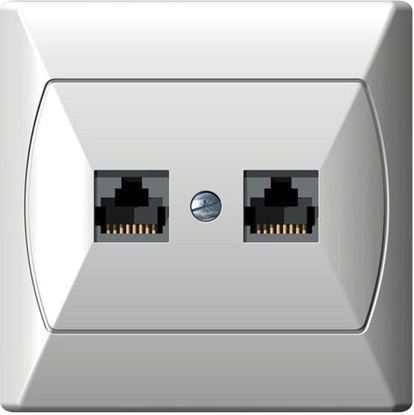Attēls no Ospel Gniazdo komputerowe Akcent podwójne RJ45 5e Forex biae (GPK-2A/F/00)