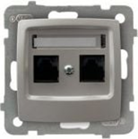 Изображение Ospel Gniazdo komputerowe Karo podwójne RJ45 5e srebrny perowy (GPK-2S/K/m/43)