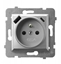 Picture of Ospel Gniazdo pojedyncze z uziemieniem z przesonami torów prdowych, z adowark USB A+C srebro GP-1UZPUSBAC/m/18