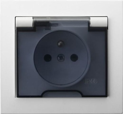 Picture of Ospel KIER Gniazdo bryzgoszczelne z/u IP44 klapka przezroczysta biae GPH-1WZd - GPH-1WZd