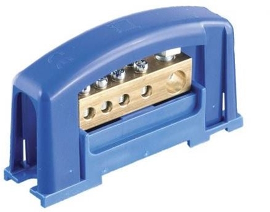 Изображение Pawbol Zacisk ochronny 1x25, 4x10 niebieski z pokryw na szyn TH35 (E.4124P)