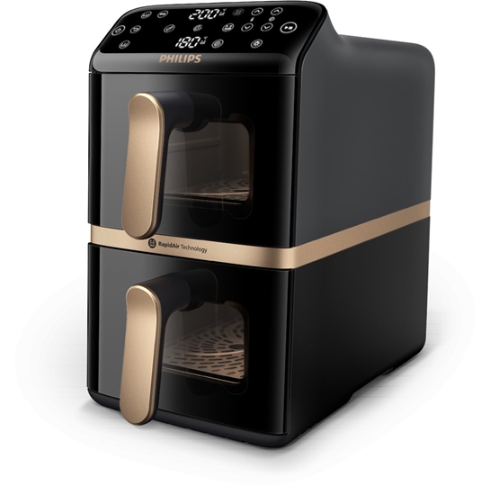Picture of Philips Dual Basket Airfryer | NA462/70 4000 Series | Power 2750 W | Capacity 10 L | Rapid Air technology | Black