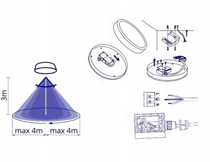 Изображение Plafoniera LED IPER LED 10W-NW-O-SE okrga z czujnikiem ruchu 1200lm 4000K IP65 IK10 II kl. PZH 5 lat Gwar. biay 37298