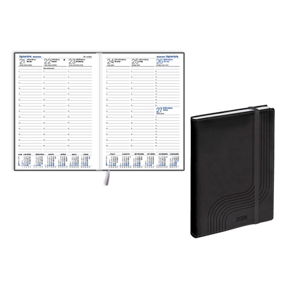 Attēls no Plānotājs 2026.gadam EKO Prestige soft A5, nedēļa, mākslīgā āda, melns