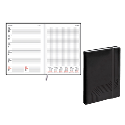 Attēls no Plānotājs 2026.gadam EKO Quadro soft, A5, nedēļa, mākslīgā āda, melns