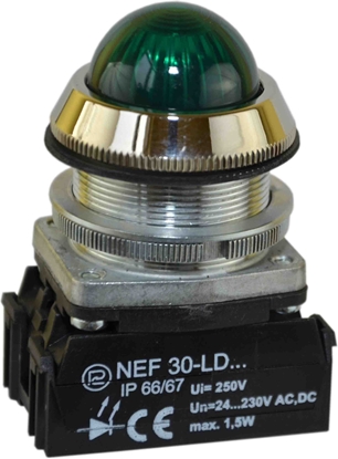 Picture of Promet Lampka sygnalizacyjna 30mm zielona 24 - 230V AC / DC LED (W0-LDU1-NEF30LDS Z)