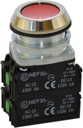 Picture of Promet Przycisk sterowniczy 30mm czerwony z samopowrotem 2Z 2R (W0-NEF30-K 2X2Y C)